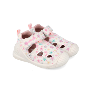 Κοριτσίστικα πέδιλα Biomecanics 262177-B050 άσπρα με σχέδια