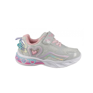 Κοριτσίστικα sneakers Iq Kids ANGELICA-195 ασημί με στρας και φωτάκια