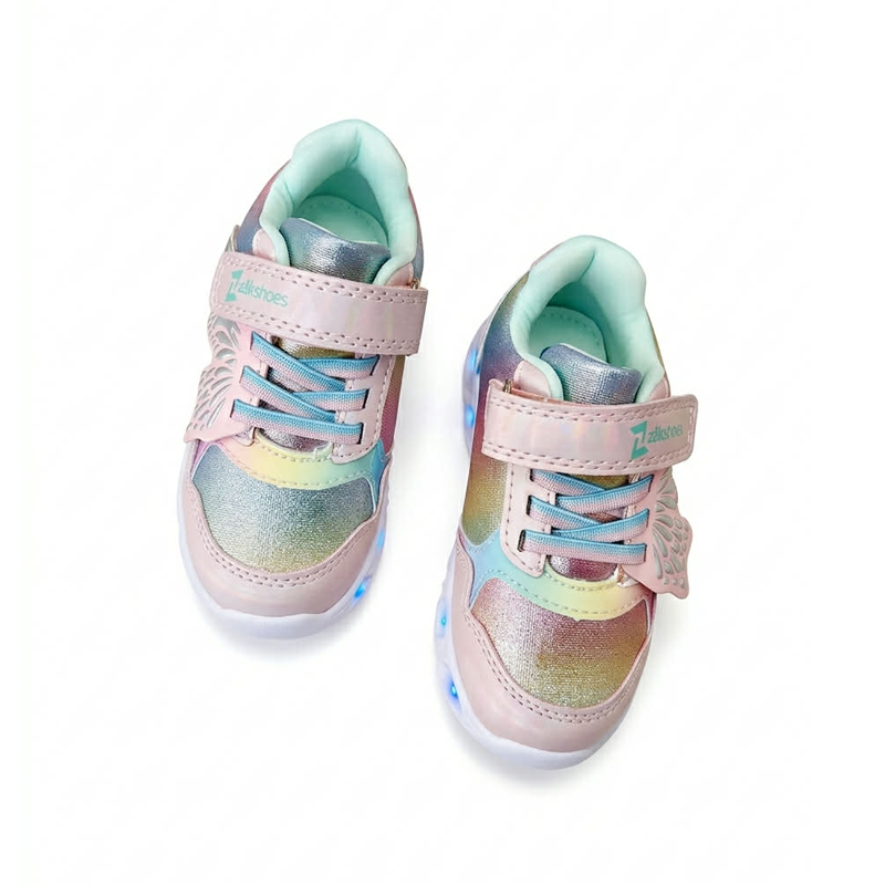 Κοριτσίστικα sneakers Zak Shoes SD29118 πολύχρωμα με πεταλούδα και φωτάκια - Image 2