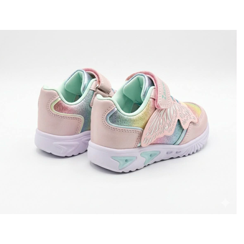 Κοριτσίστικα sneakers Zak Shoes SD29118 πολύχρωμα με πεταλούδα και φωτάκια - Image 3
