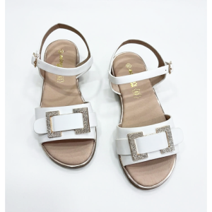 Κοριτσίστικα πέδιλα Adam's Shoes 1-916-26023-39 άσπρα με στρας